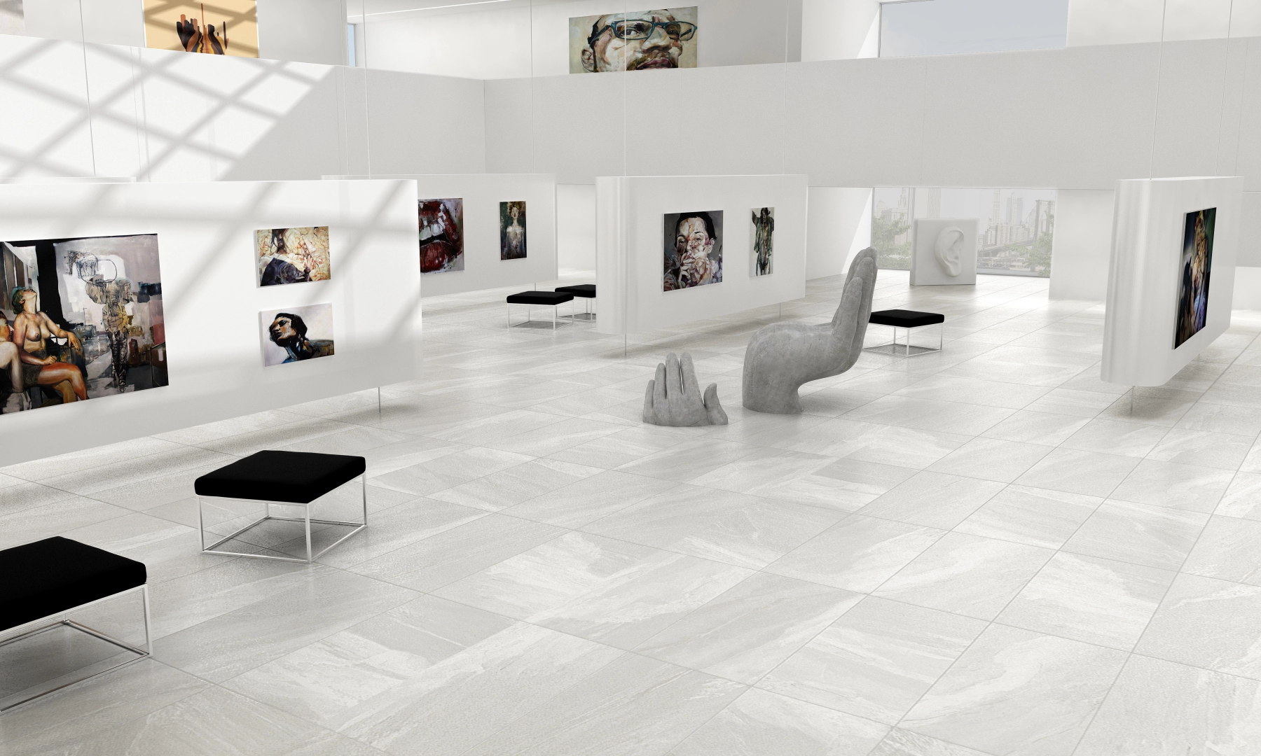 Gres Apavisa MATERIA efekt kamień - aranzacja w eleganckiej lazience
