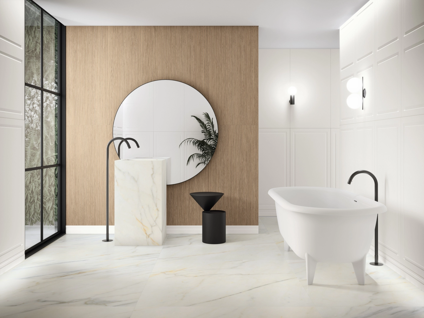 Gres Ape CALACATTA SLOW efekt marmur - aranzacja w przestronnym holu