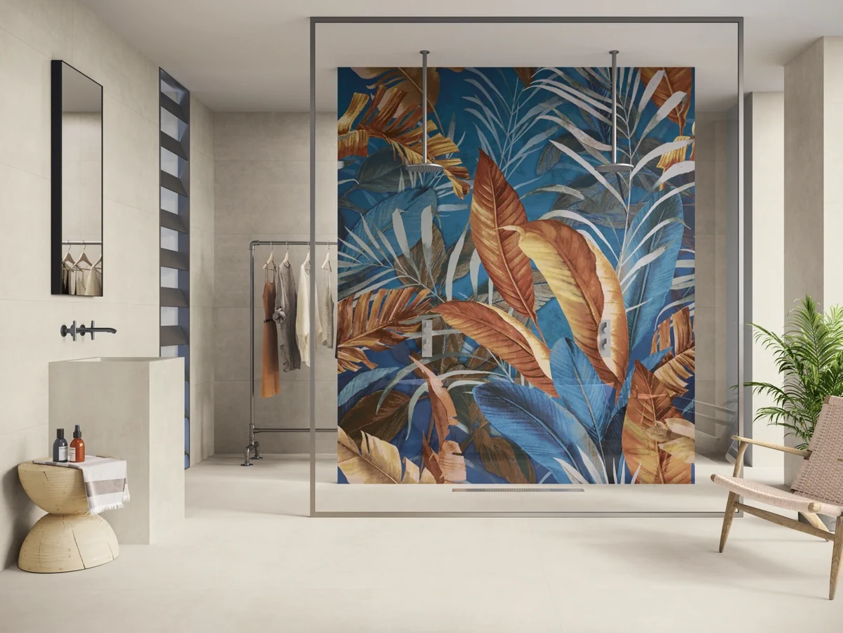 Gres ape ATELIER efekt tapeta - aranzacja w eleganckiej lazience
