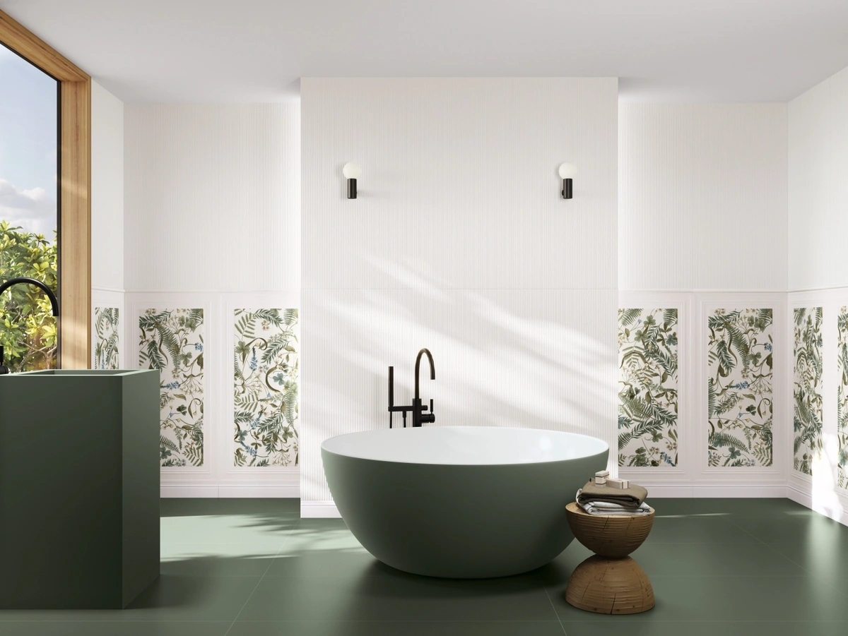 Gres Ape FOUR SEASONS efekt kolor - aranzacja w korytarzu z naturalnym swiatlem