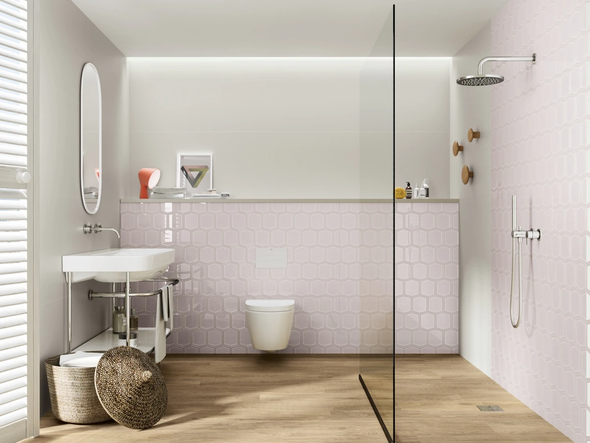 Gres Ape FOUR SEASONS efekt kolor - aranzacja w korytarzu z naturalnym swiatlem