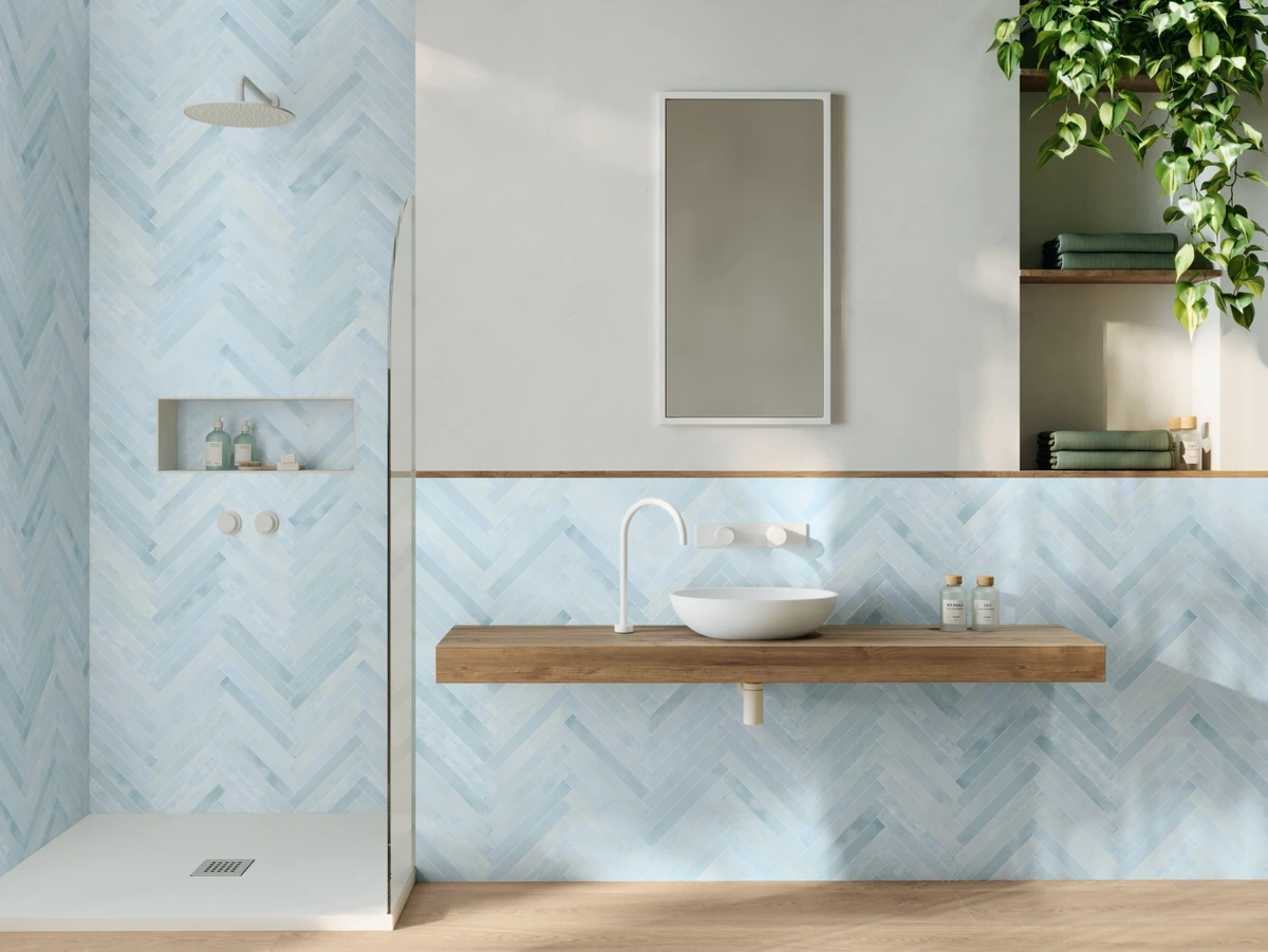 Gres Ape AUTHENTIC efekt drewno - aranzacja w nowoczesnym salonie