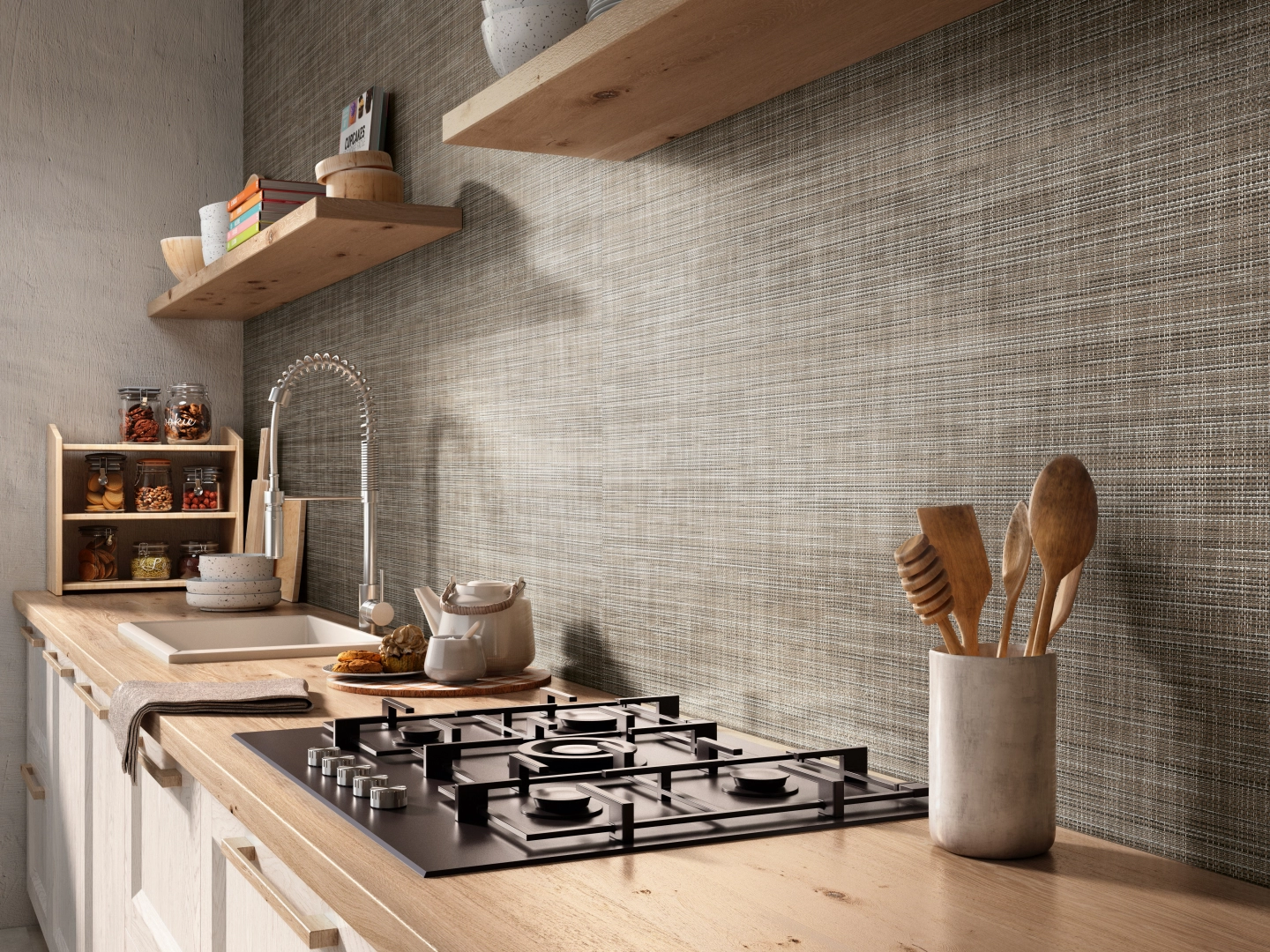 Gres Ape HABITAT efekt dywan - aranzacja w eleganckiej lazience