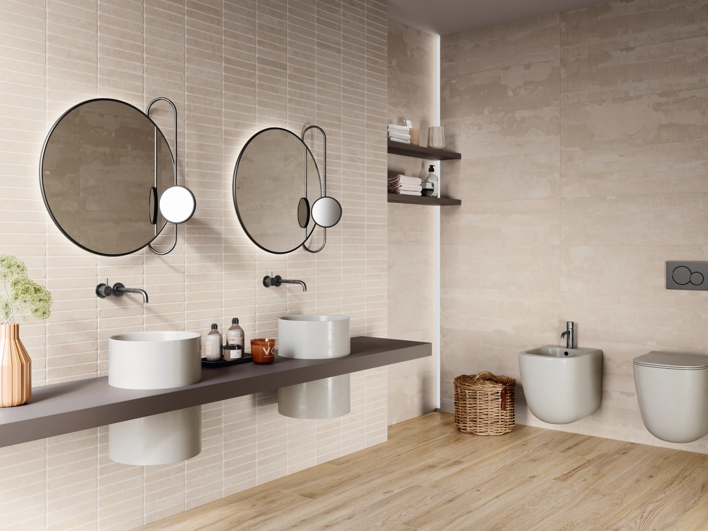 Gres Ape HOSS efekt beton - aranzacja w eleganckiej lazience