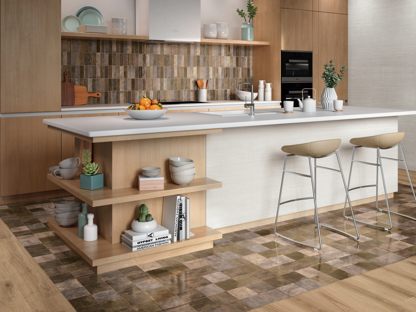 Gres Ape HABITAT efekt dywan - aranzacja w minimalistycznym wnetrzu