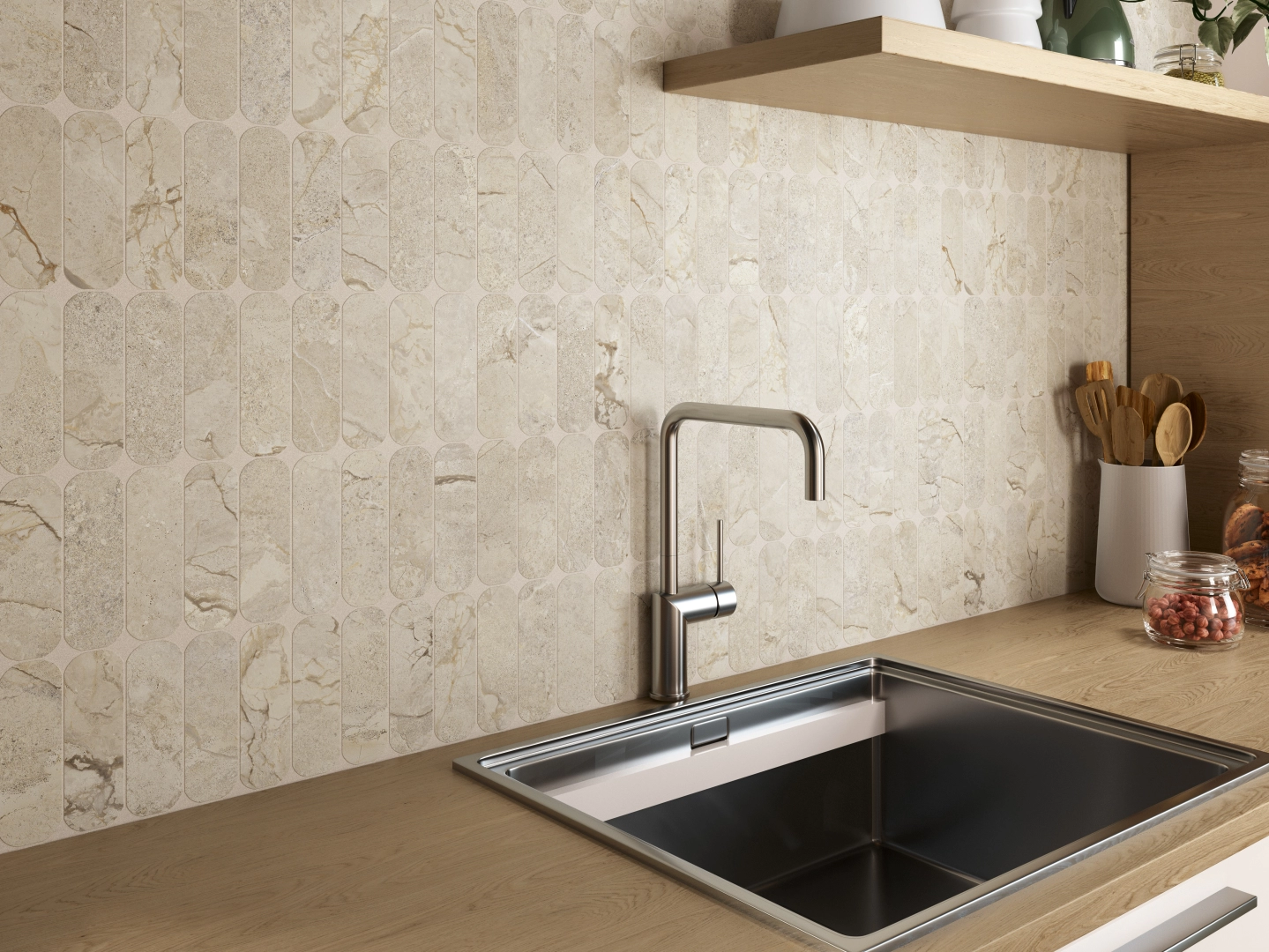 Gres Ape ALLOY efekt kamień - aranzacja w eleganckiej lazience