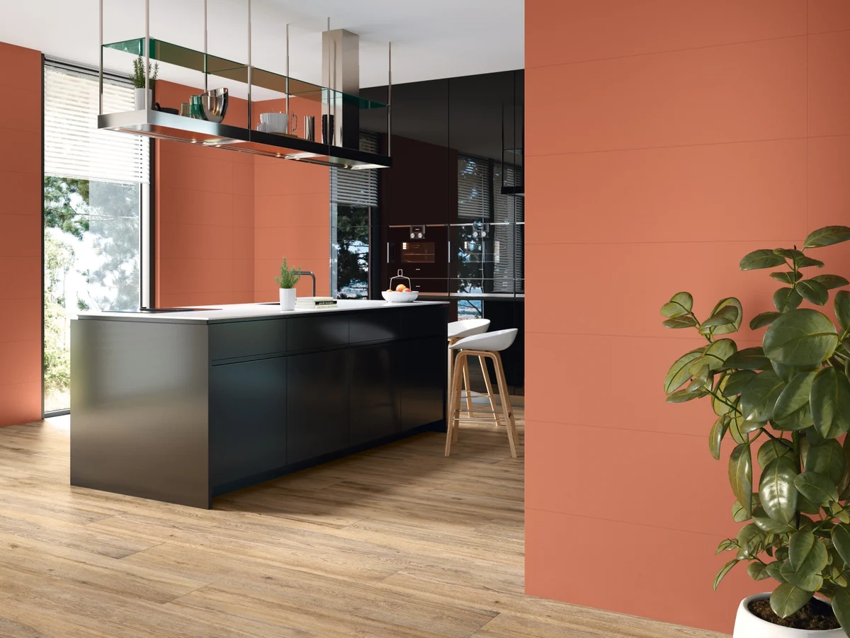 Gres Ape COLORFUL efekt kolor - aranzacja w przestronnym holu