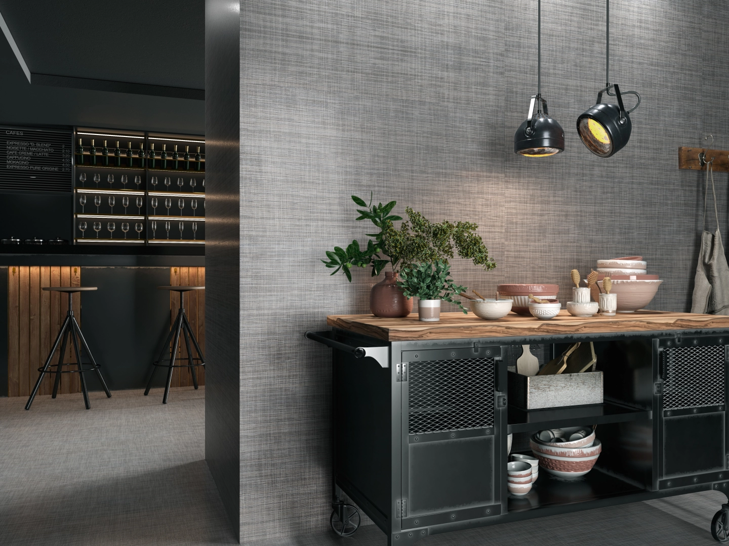 Gres Ape HABITAT efekt dywan - aranzacja w przestronnym holu
