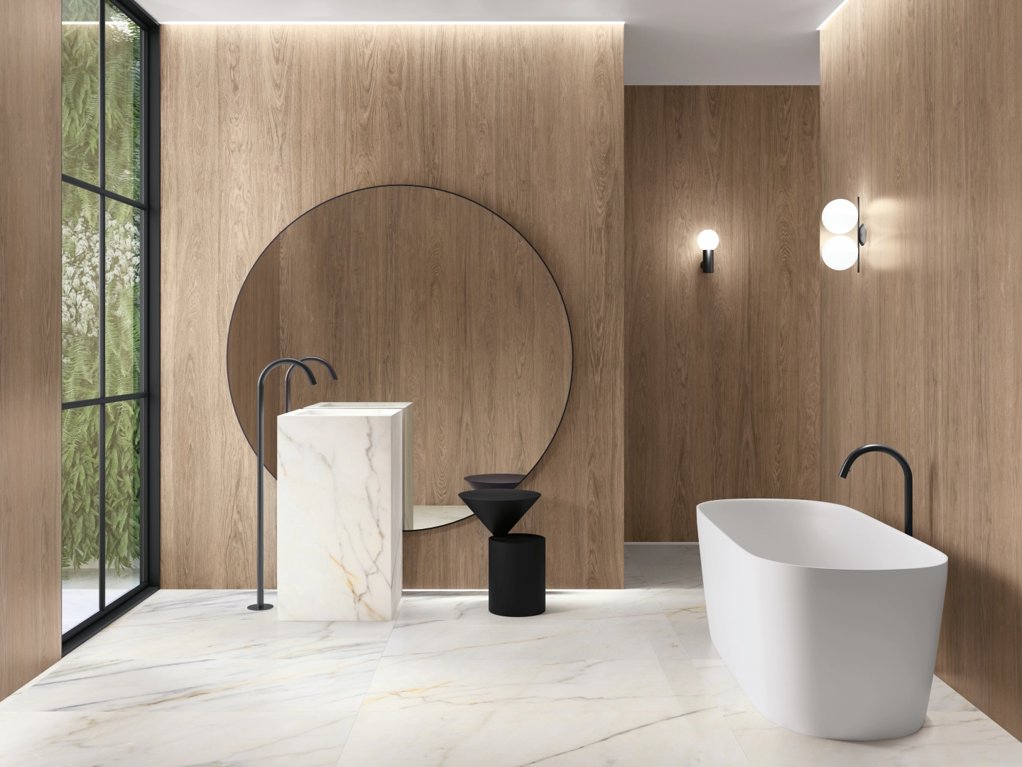 Gres Ape CALACATTA SLOW efekt marmur - aranzacja w minimalistycznym wnetrzu
