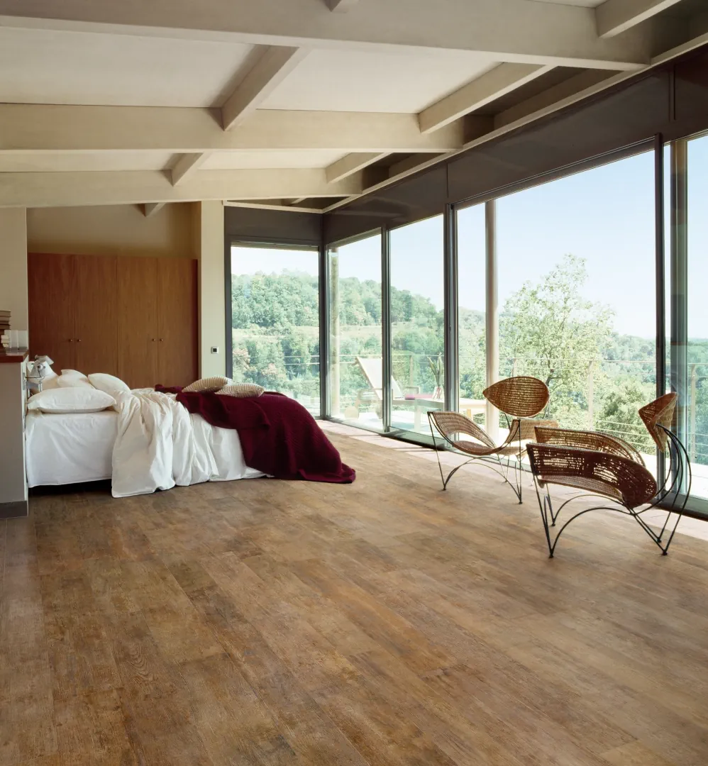 Gres Ariostea LEGNI HIGH-TECH efekt drewno - aranzacja w eleganckiej lazience