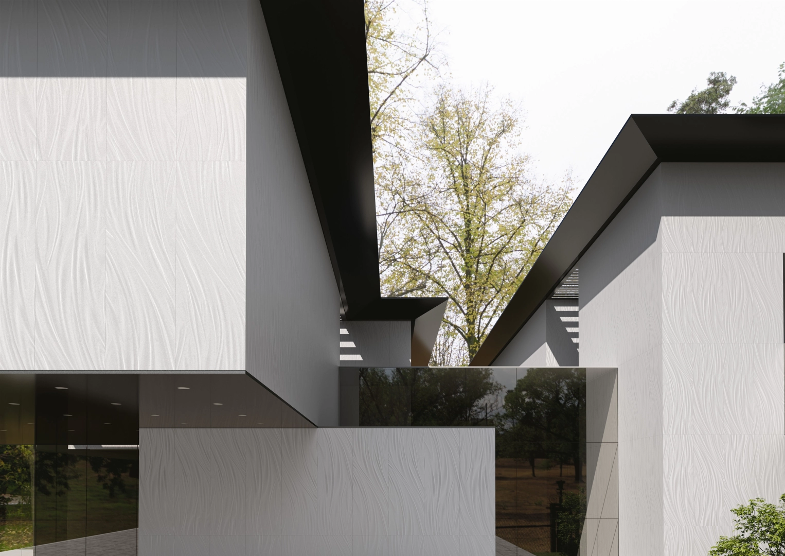 Gres ariostea LUCE efekt metal - aranzacja w minimalistycznym wnetrzu