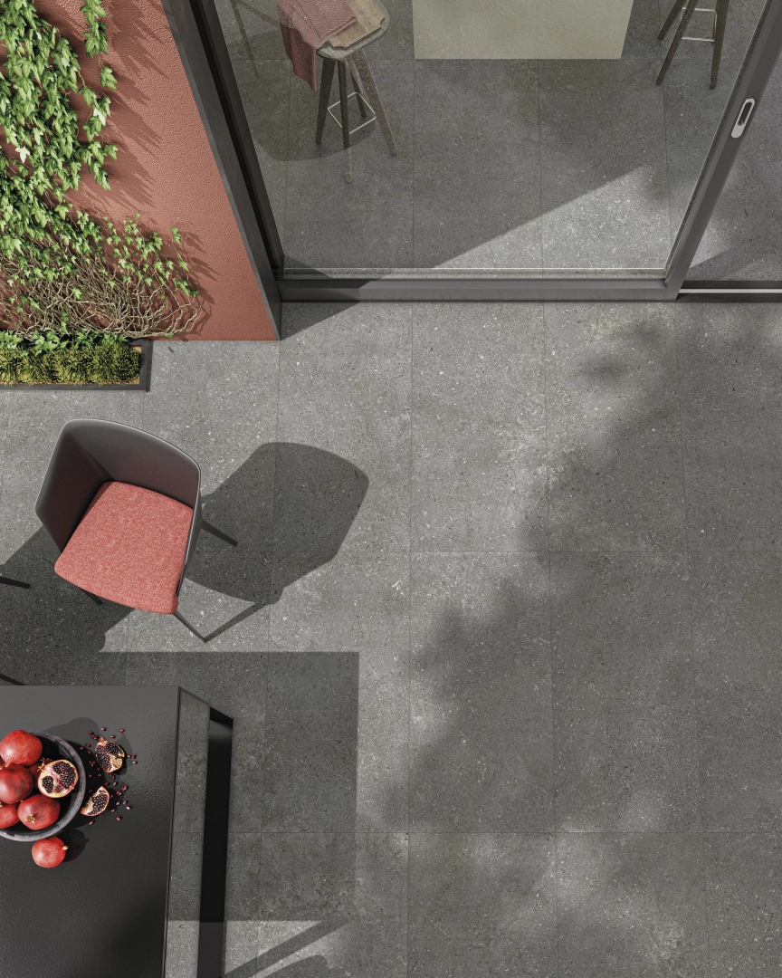 Gres Ariostea OUTDOOR efekt kamień - aranzacja w eleganckiej lazience