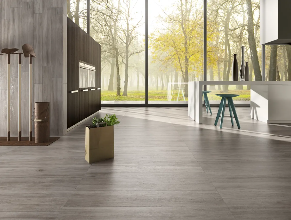 Gres Ariostea LEGNI HIGH-TECH efekt drewno - aranzacja w eleganckiej lazience