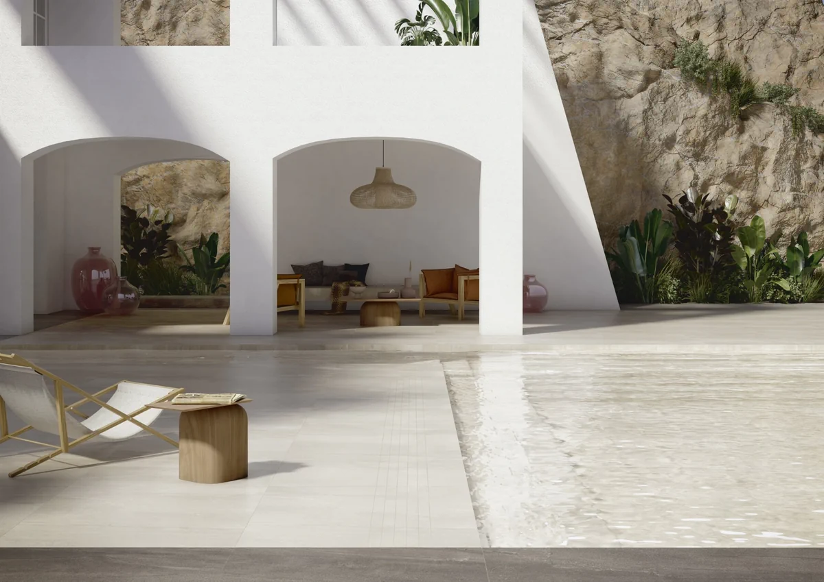 Gres Ariostea MARBLE ACTIVE efekt marmur - aranzacja w elewacji domu