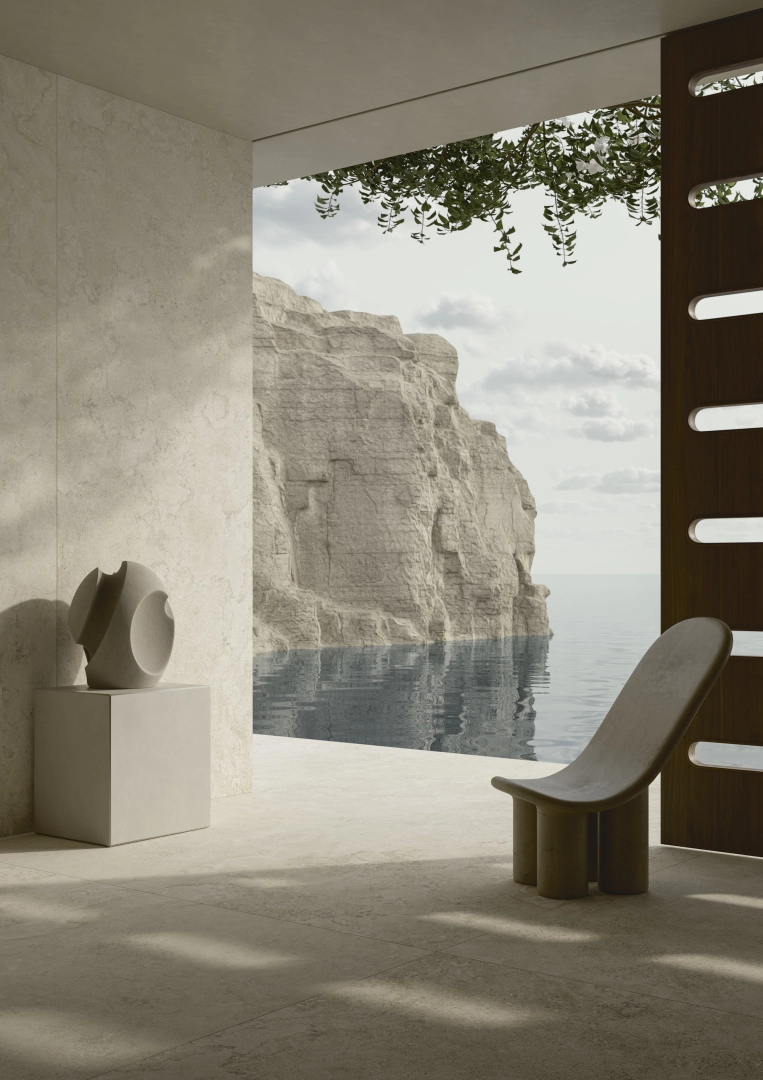Gres Ariostea OUTDOOR efekt kamień - aranzacja w eleganckiej lazience