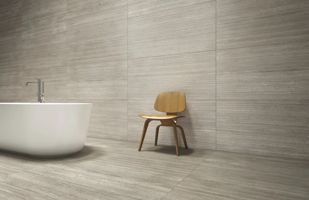 Gres Ariostea PIETRE NATURALI HIGH-TECH efekt kamień - aranzacja w eleganckiej lazience