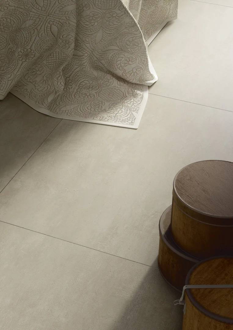 Gres Ariostea URBAN ACTIVE efekt beton - aranzacja w minimalistycznym wnetrzu