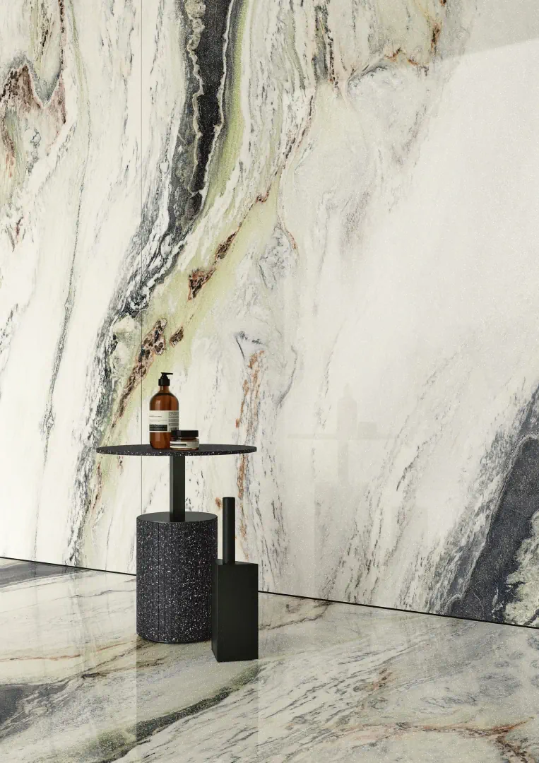 Gres Ariostea ULTRA MARMI efekt marmur - aranzacja w eleganckiej lazience