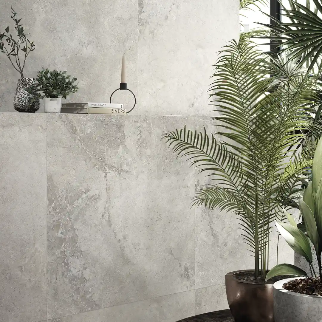 Gres Ascot STONE VALLEY efekt kamień - aranzacja w przestronnym holu