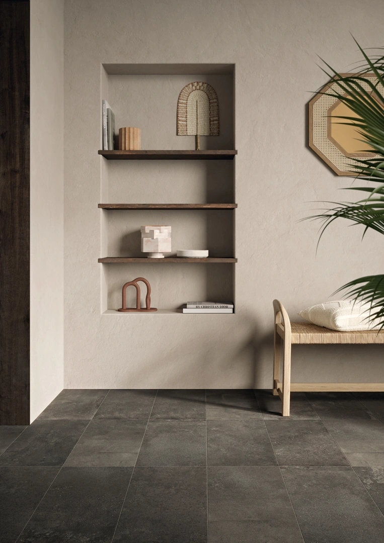 Gres Ascot URBANICA efekt beton - aranzacja w nowoczesnym salonie