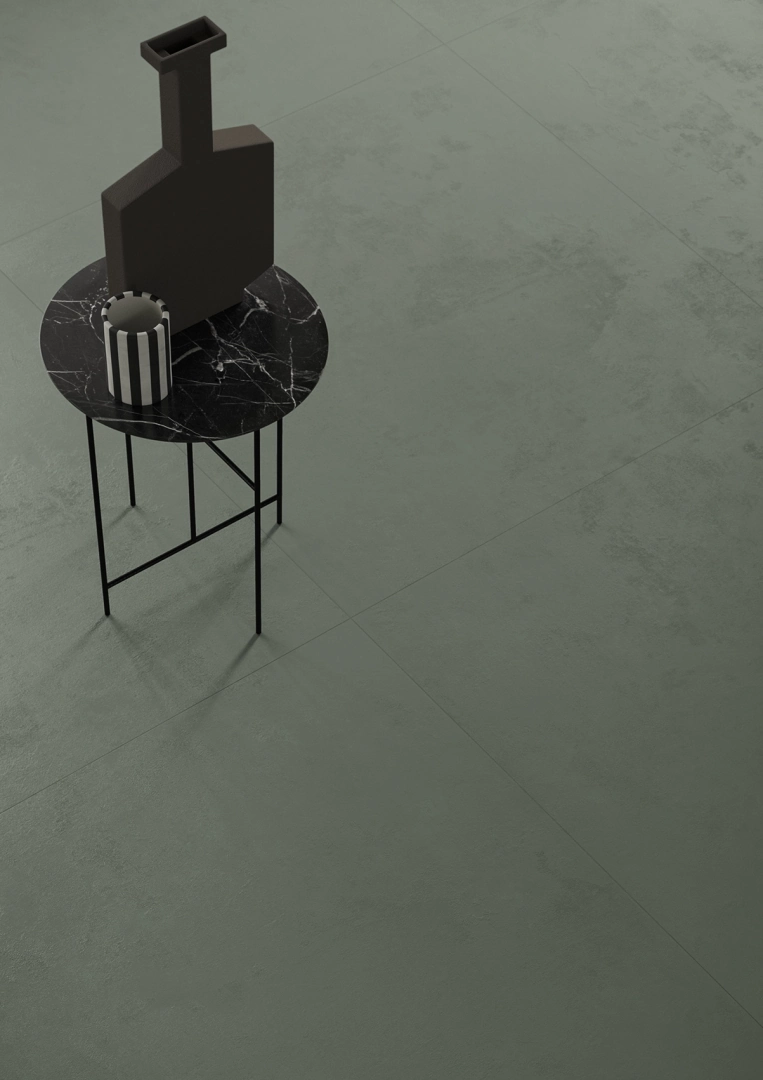 Gres Ascot PIGMENTA efekt beton - aranzacja w nowoczesnym salonie