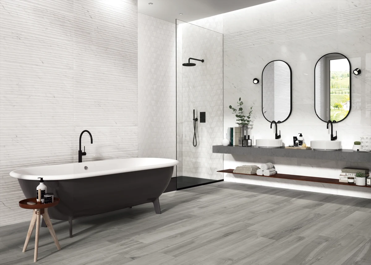 Gres Ascot NATURAL efekt drewno - aranzacja w elewacji domu