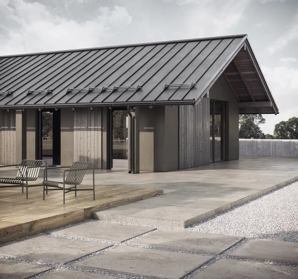 Gres Ascot GARDEN20 efekt kamień, beton - aranzacja w minimalistycznym wnetrzu