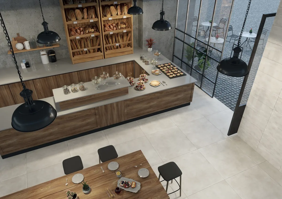 Gres Ascot CITY efekt beton - aranzacja w elewacji domu
