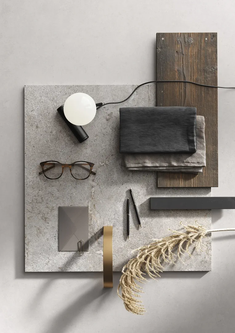 Gres Ascot STONE VALLEY efekt kamień - aranzacja w przy kominku