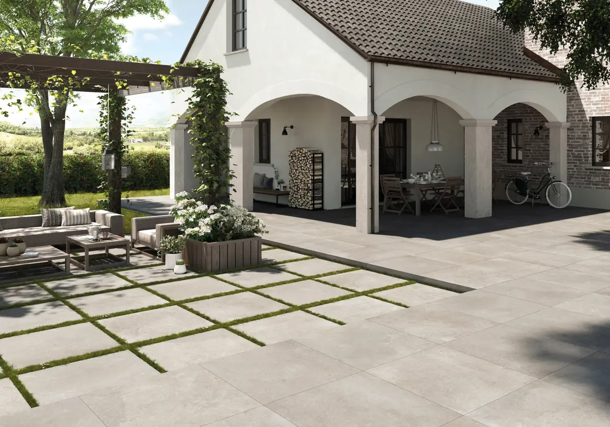 Gres Ascot GARDEN20 efekt kamień, beton - aranzacja w eleganckiej lazience