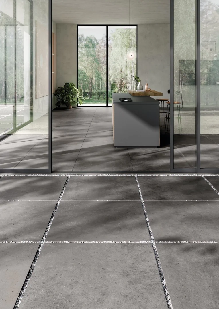 Gres Ascot DISTRICT efekt kamień - aranzacja w minimalistycznym wnetrzu