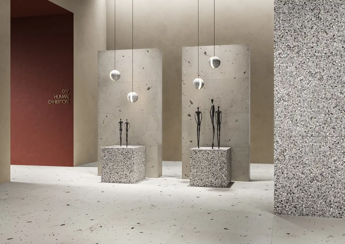 Gres Ascot KADO efekt beton, terrazzo - aranzacja w eleganckiej lazience