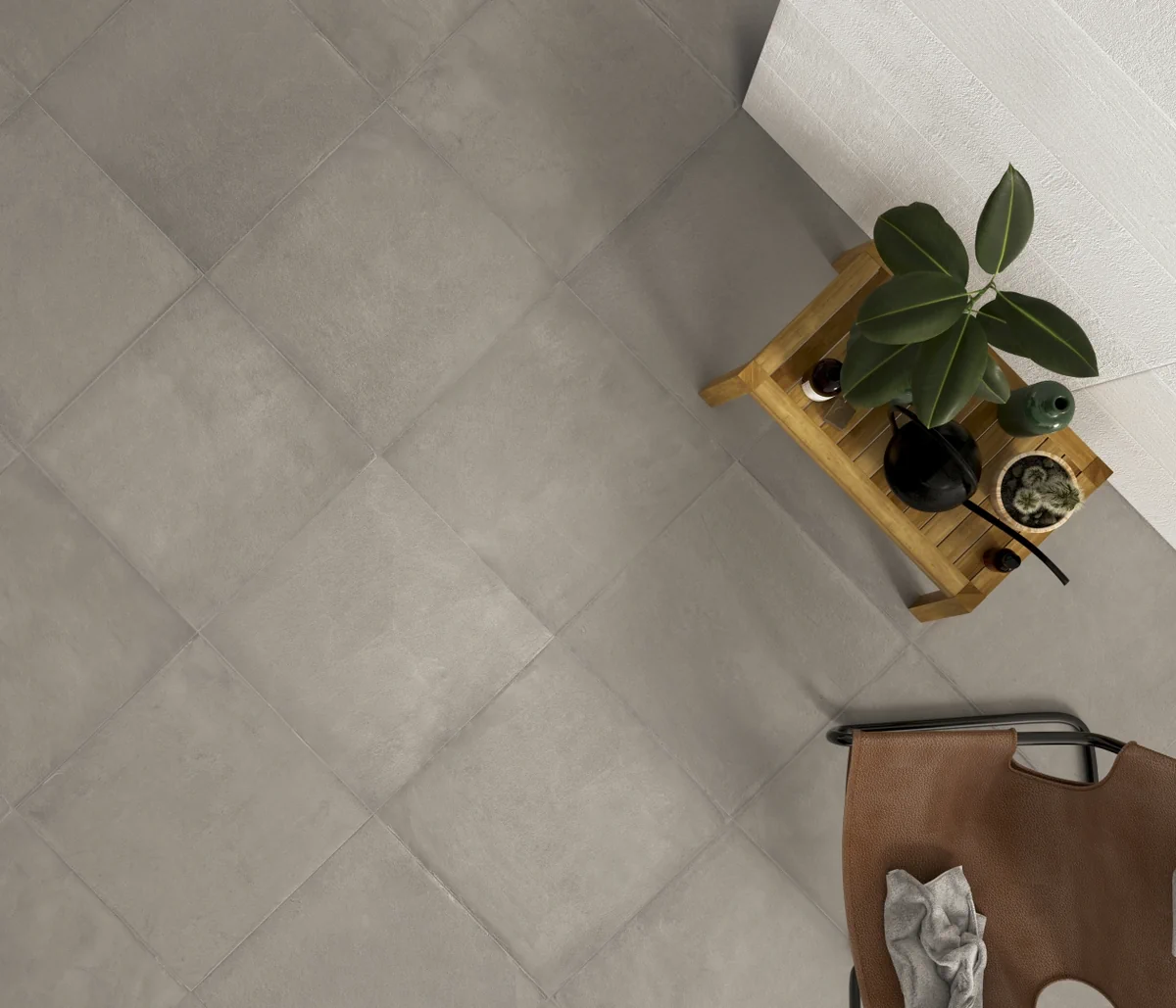 Gres Ascot COMFORT R efekt beton - aranzacja w eleganckiej lazience