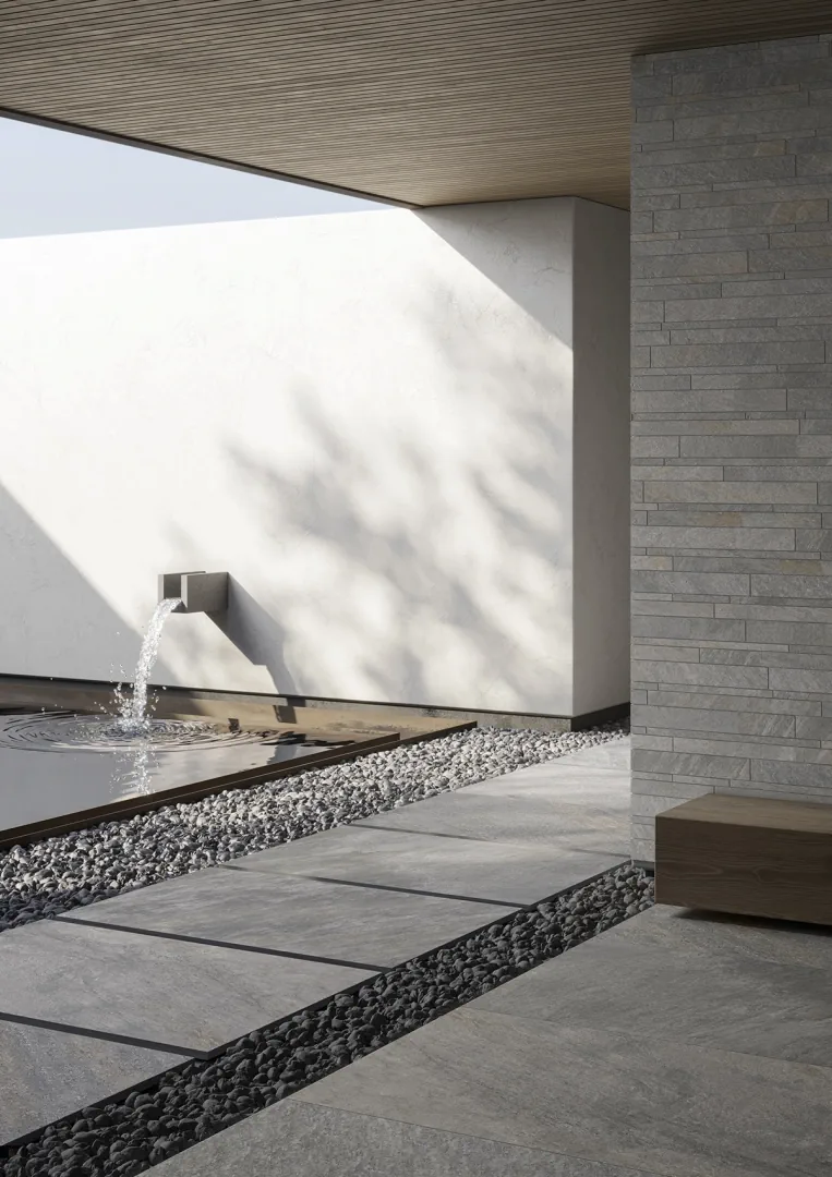 Gres Ascot STONE QUARTZ efekt kamień - aranzacja w eleganckiej lazience