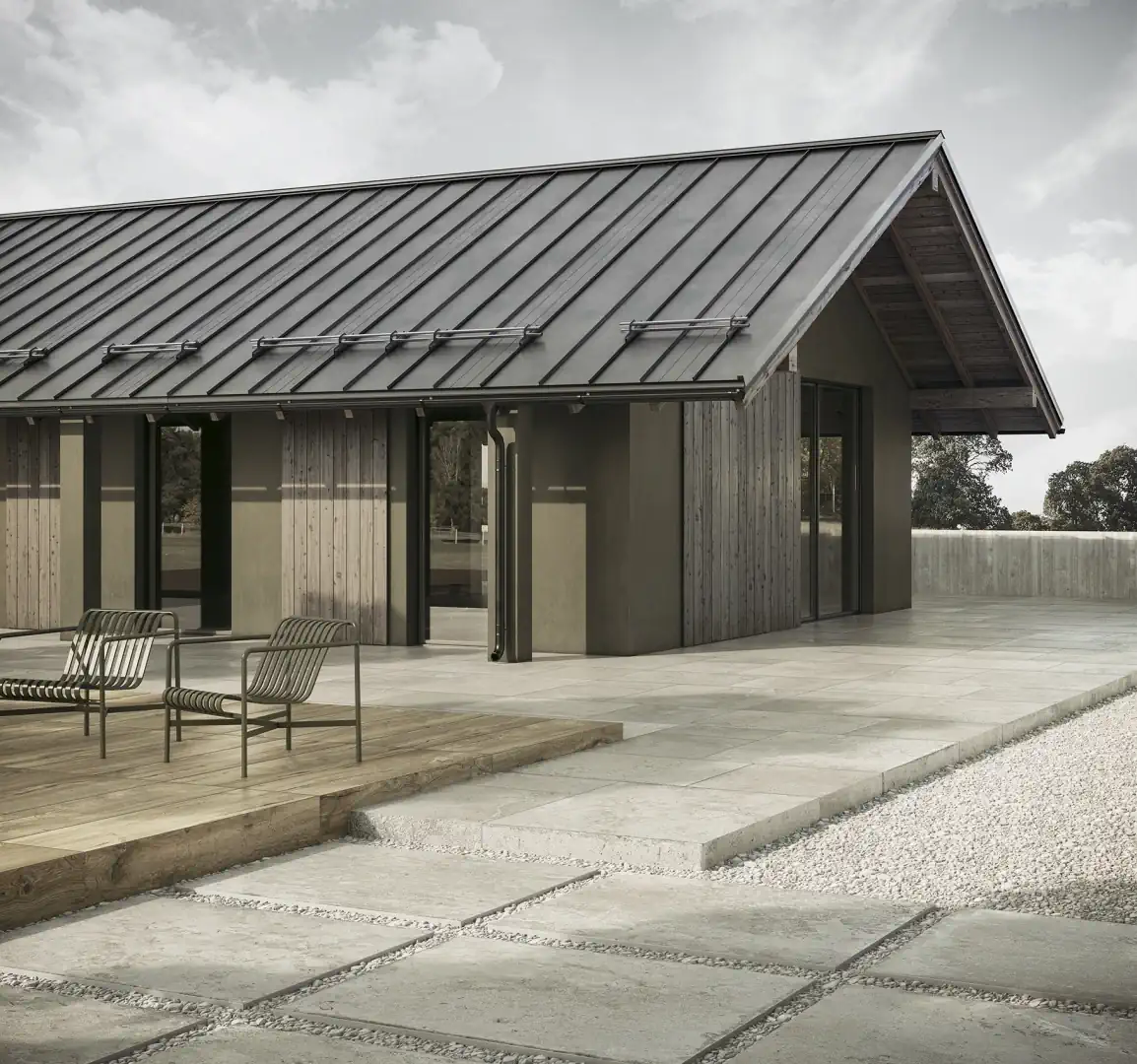 Gres Ascot SIGNATURE STONE efekt kamień - aranzacja w minimalistycznym wnetrzu