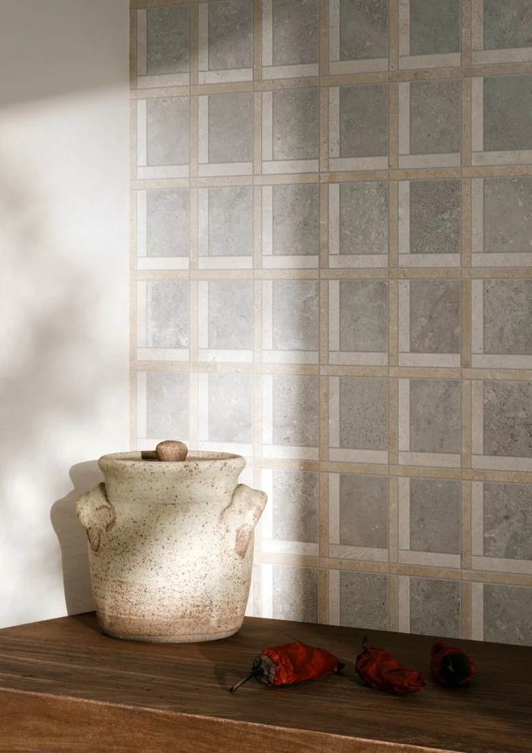 Gres Ascot SAINT REMY efekt kamień - aranzacja w eleganckiej lazience