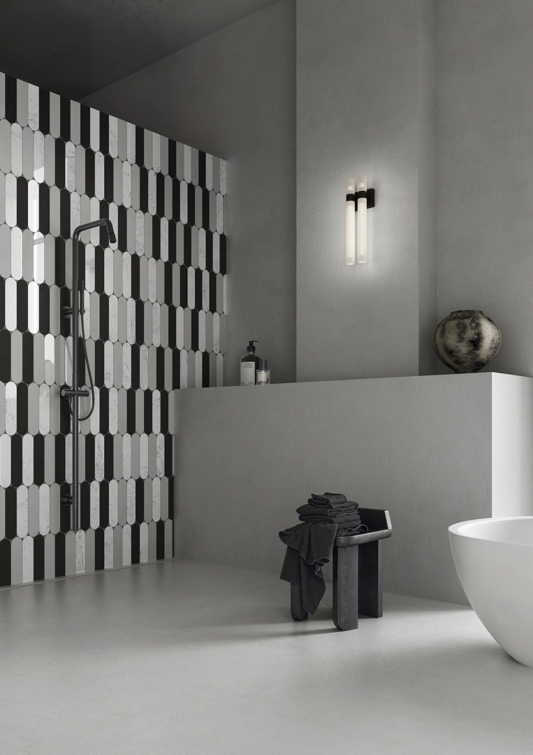 Gres Ascot PIGMENTA efekt beton - aranzacja w eleganckiej lazience
