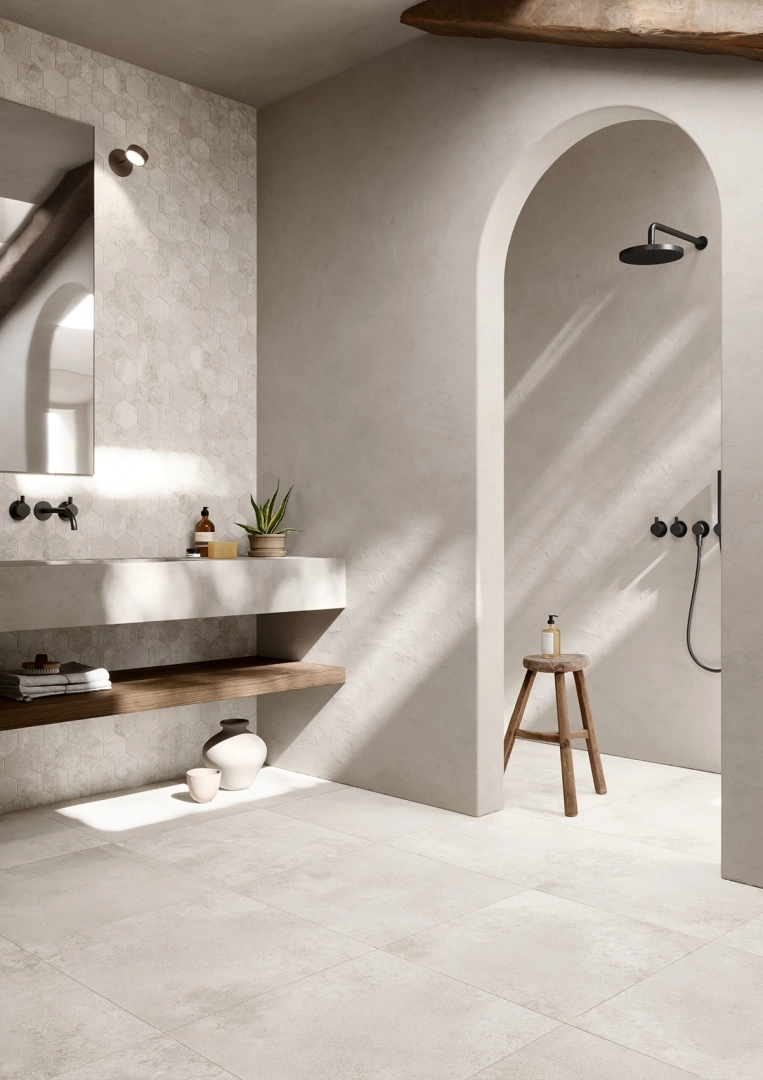 Gres Ascot URBANICA efekt beton - aranzacja w elewacji domu