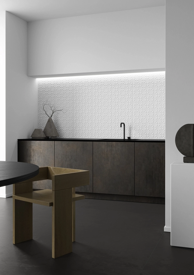 Gres Ascot PIGMENTA efekt beton - aranzacja w minimalistycznym wnetrzu