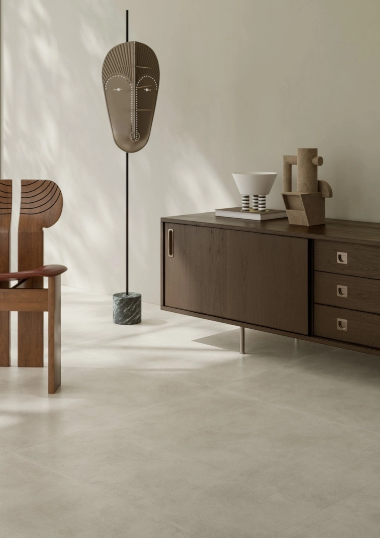 Gres Ascot CITY efekt beton - aranzacja w minimalistycznym wnetrzu