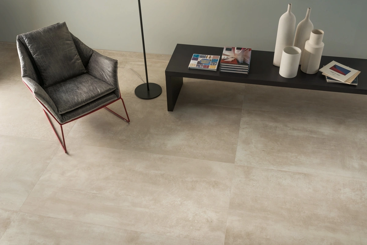 Gres Ascot PROWALK efekt beton - aranzacja w eleganckiej lazience
