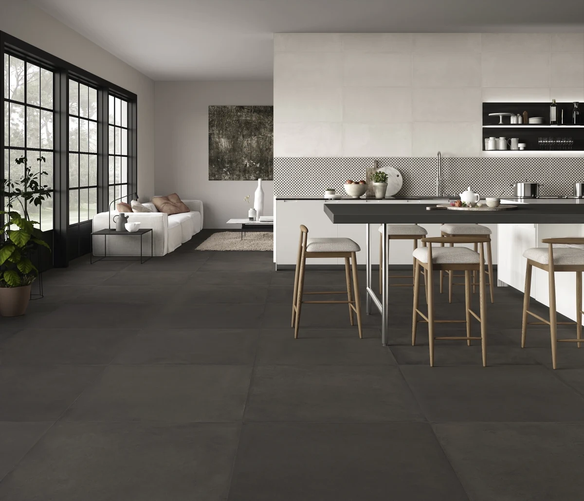 Gres Ascot COMFORT R efekt beton - aranzacja w eleganckiej lazience