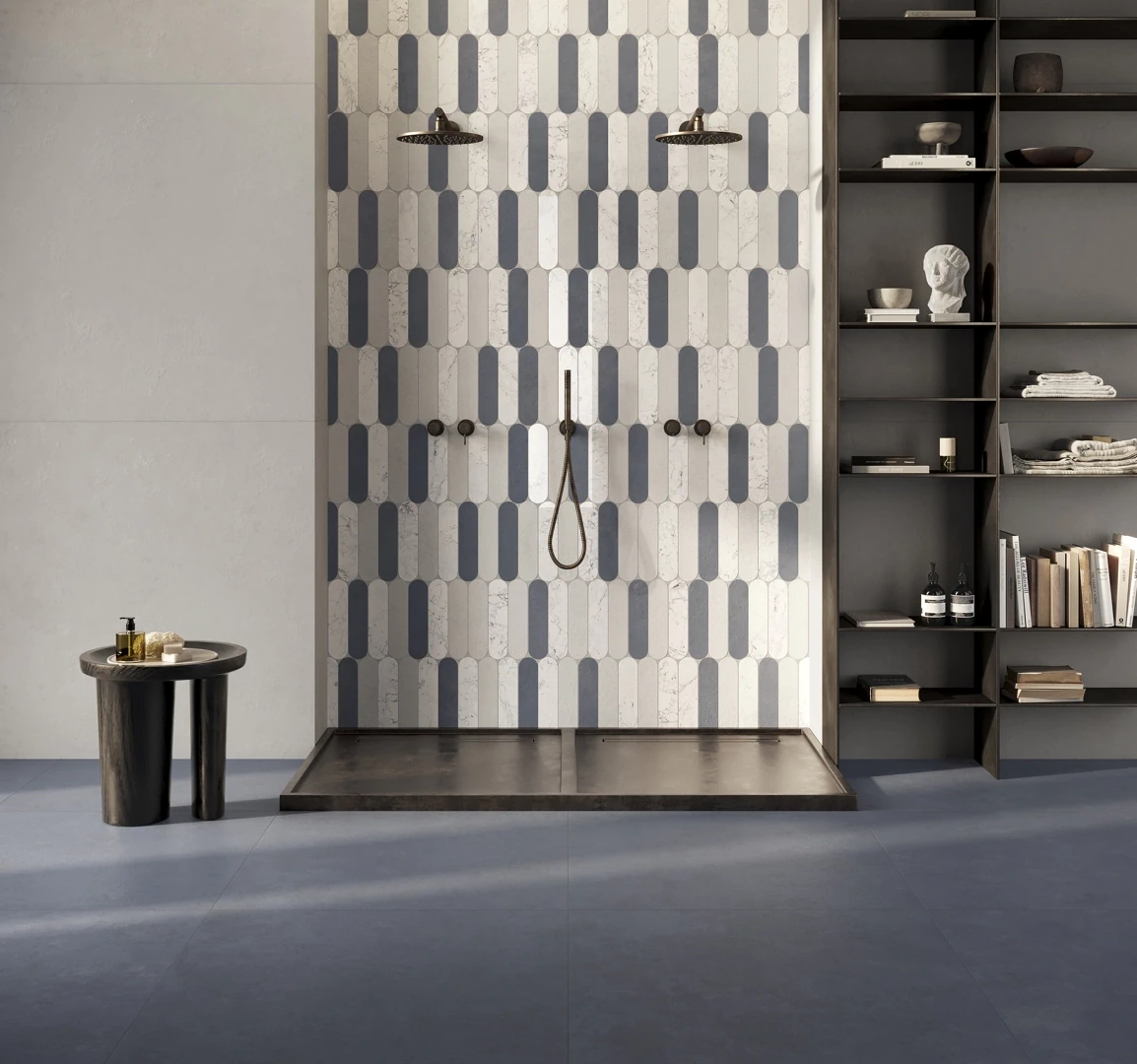 Gres Ascot PIGMENTA efekt beton - aranzacja w eleganckiej lazience