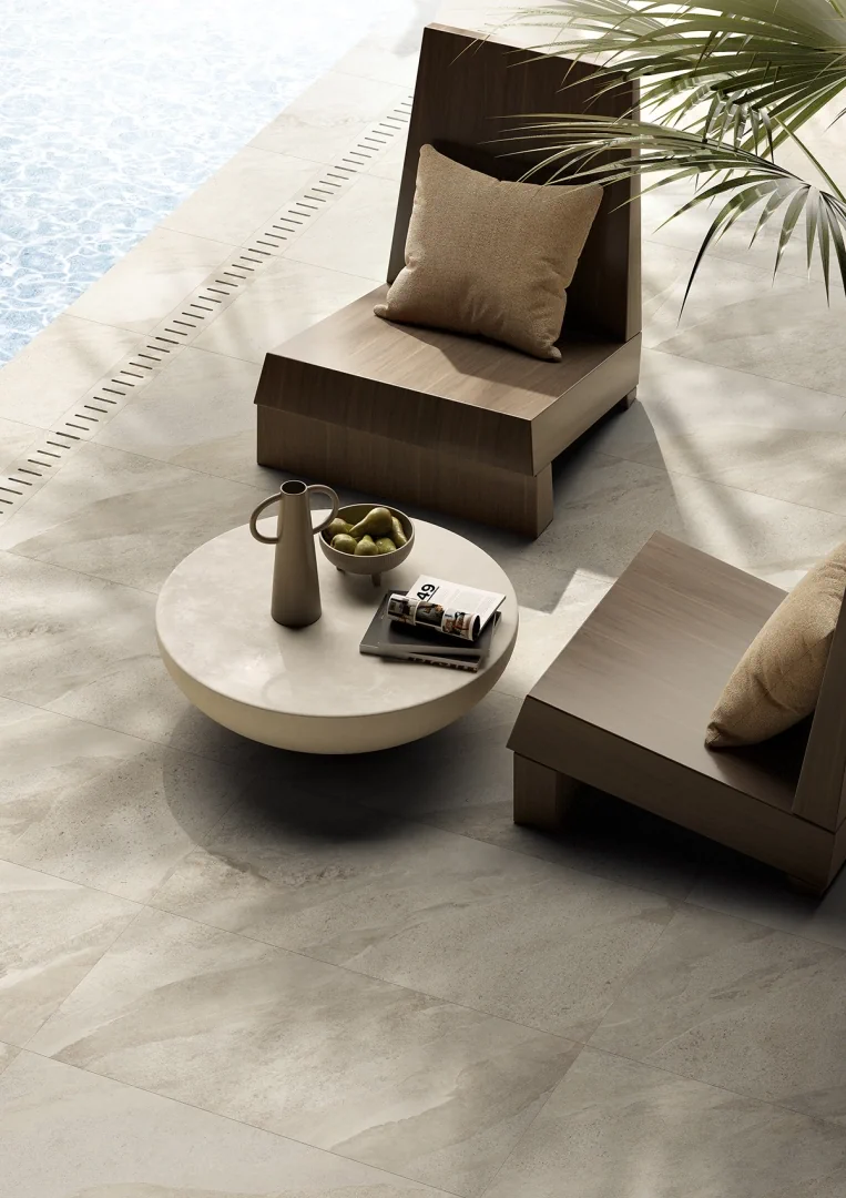 Gres Ascot LIMEQUARTZ efekt kamień - aranzacja w elewacji domu