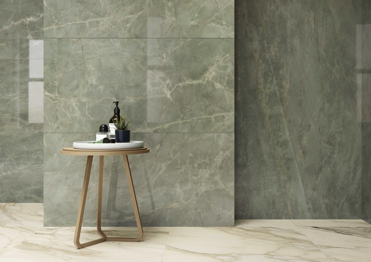 Gres Caesar ANIMA EVER efekt beton, marmur - aranzacja w minimalistycznym wnetrzu