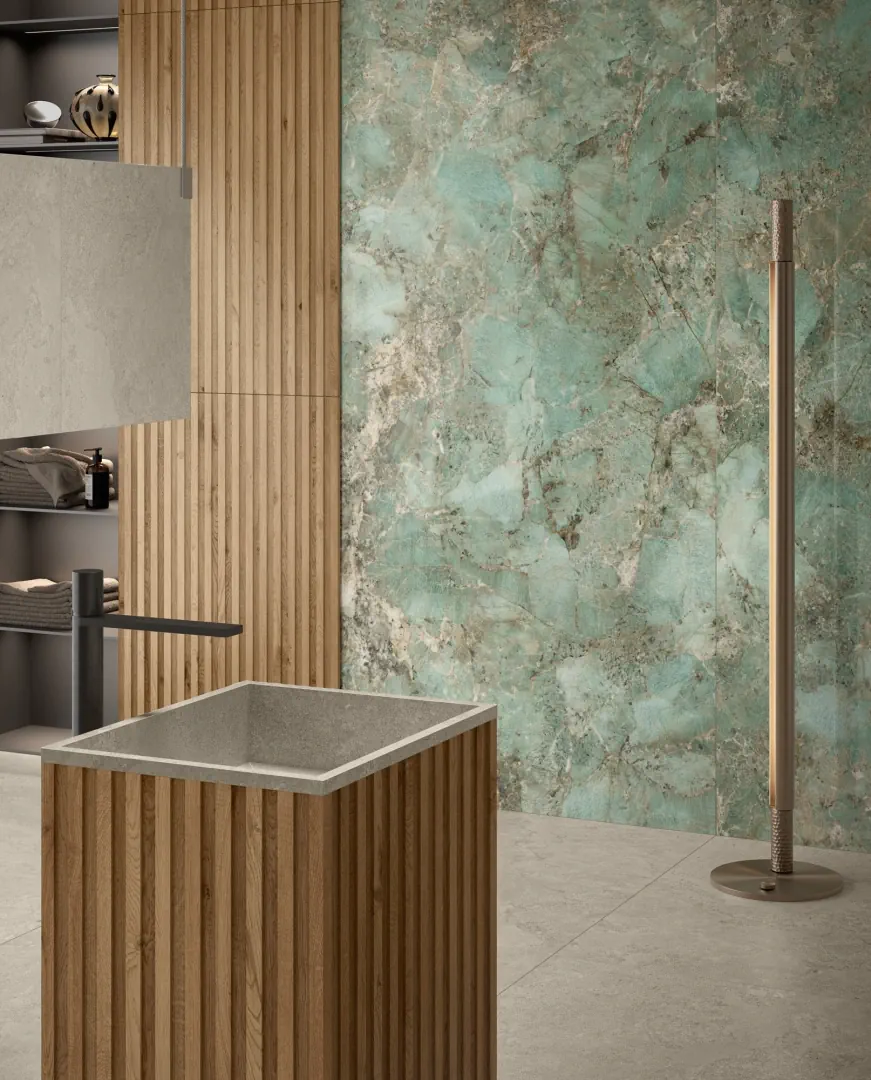 Gres Caesar ANIMA WONDER efekt marmur - aranzacja w eleganckiej lazience