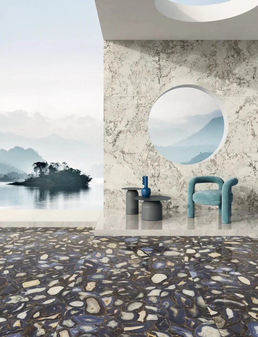 Gres Caesar ANIMA WONDER efekt marmur - aranzacja w eleganckiej lazience