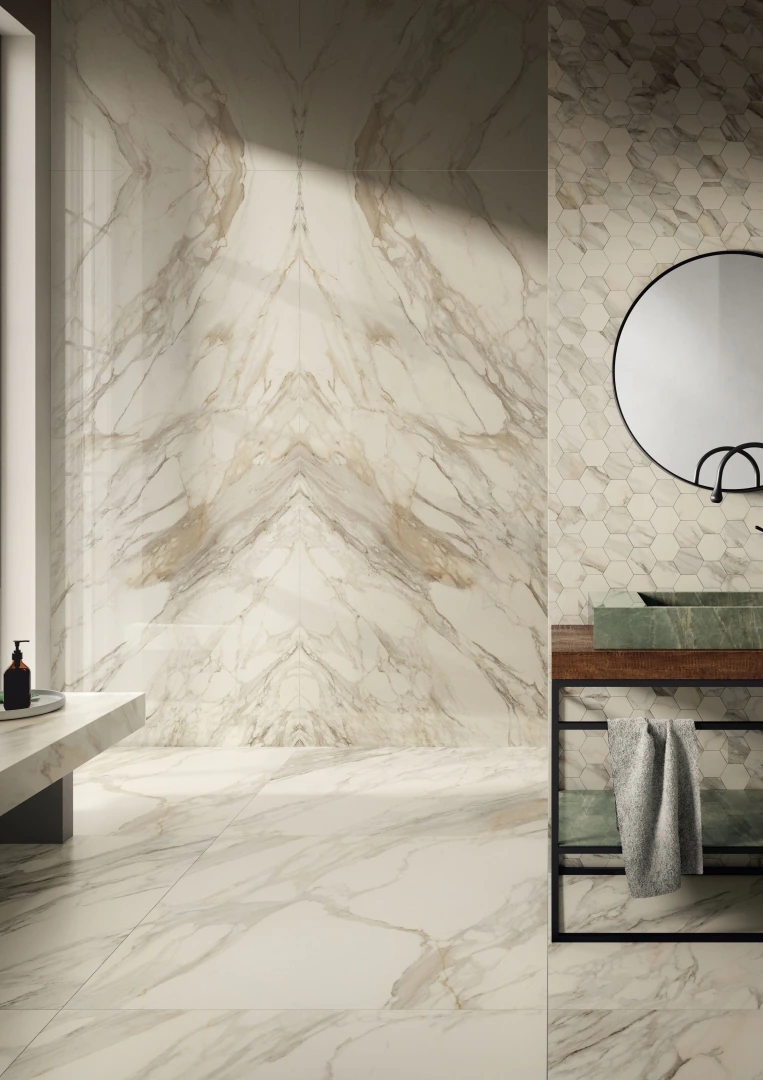 Gres Caesar ANIMA EVER efekt beton, marmur - aranzacja w eleganckiej lazience