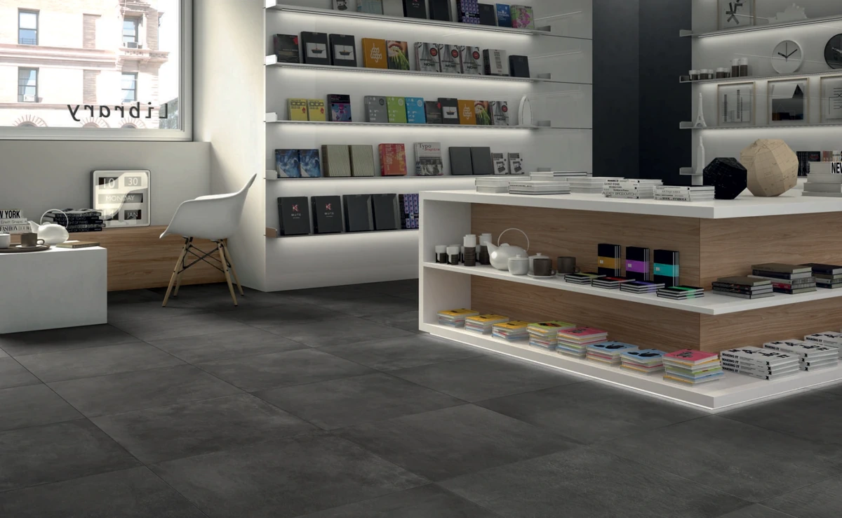 Gres Caesar WIDE efekt beton - aranzacja w eleganckiej lazience