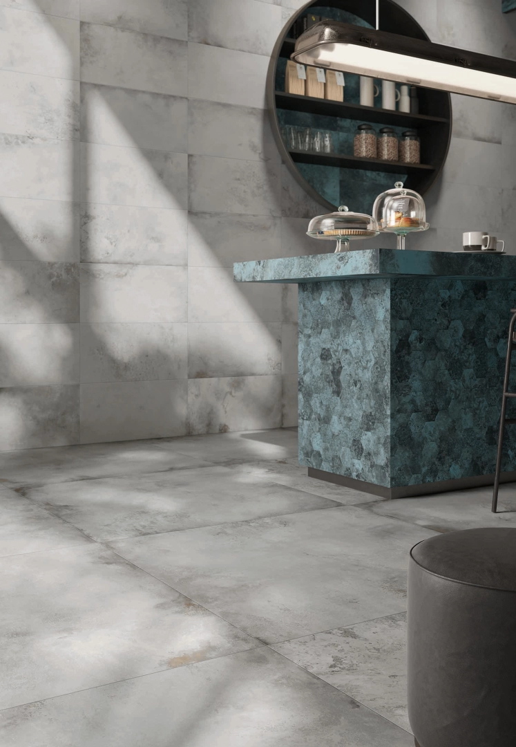 Gres Caesar ALCHEMY efekt marmur, metal - aranzacja w eleganckiej lazience